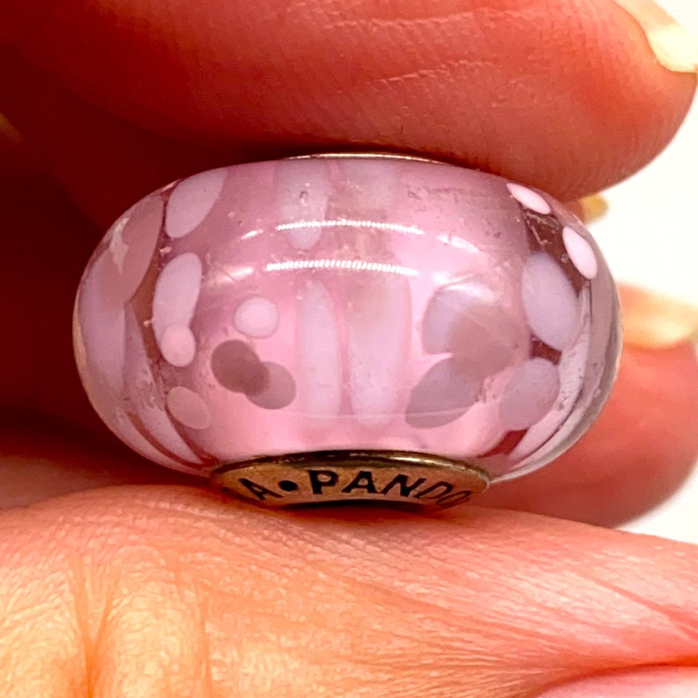 Pandora jumbo sized sterling silver murano glass beads, set of two for bracelet - Picture 3 of 7